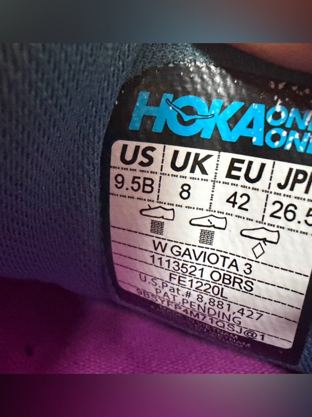 Hoka One One Gaviota 3 Women's 9.5 B Ombre Blue Rosette Running Sneaker Shoe EUC - Picture 9 of 11
